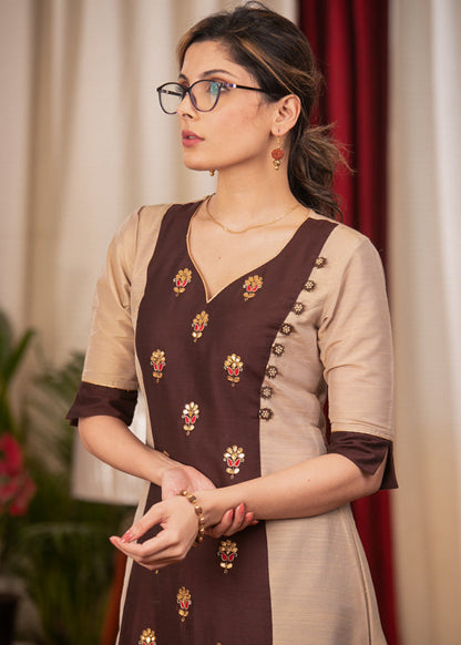 Brown Cotton Silk Pant