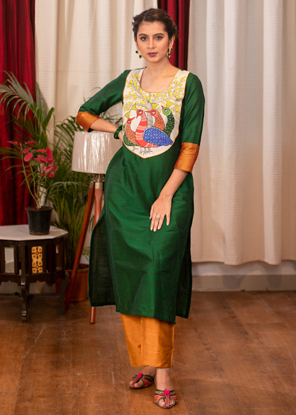 Mustard Cotton Silk Pant