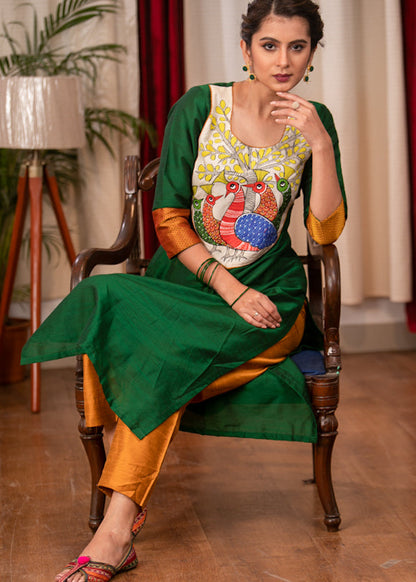 Mustard Cotton Silk Pant