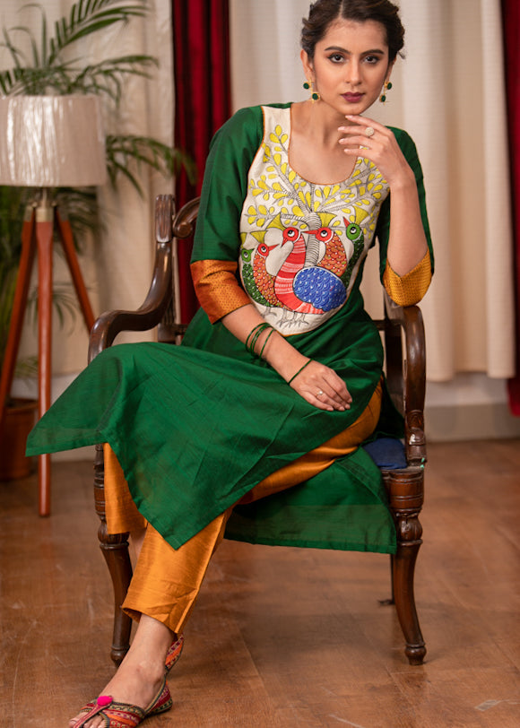 Mustard Cotton Silk Pant