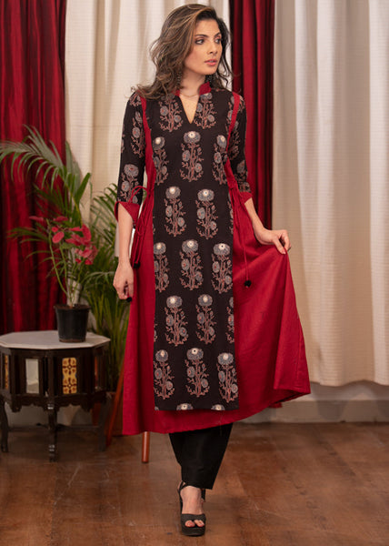 Black Cotton Silk Pant