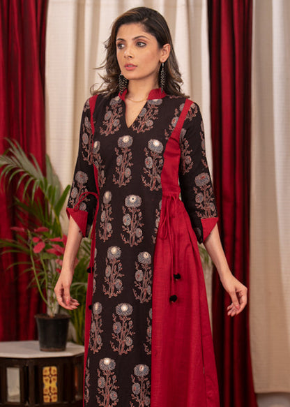 Black Cotton Silk Pant