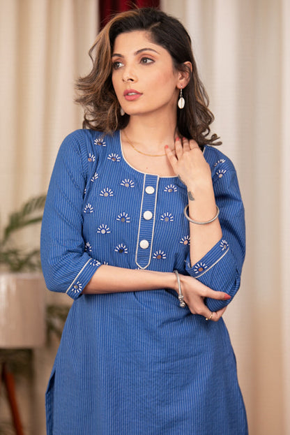 Blue Cotton Pant