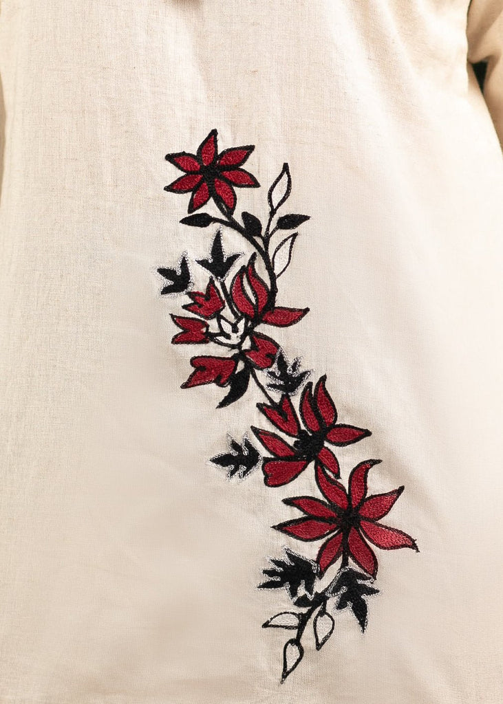 Exclusive embroidered cotton top with optional Ikat coordinated pants
