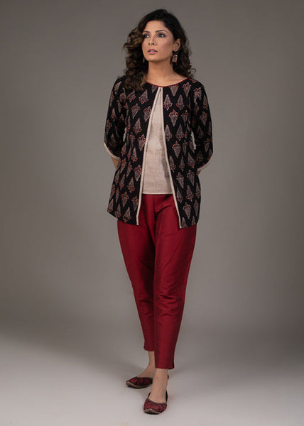 Maroon Cotton Silk Pant