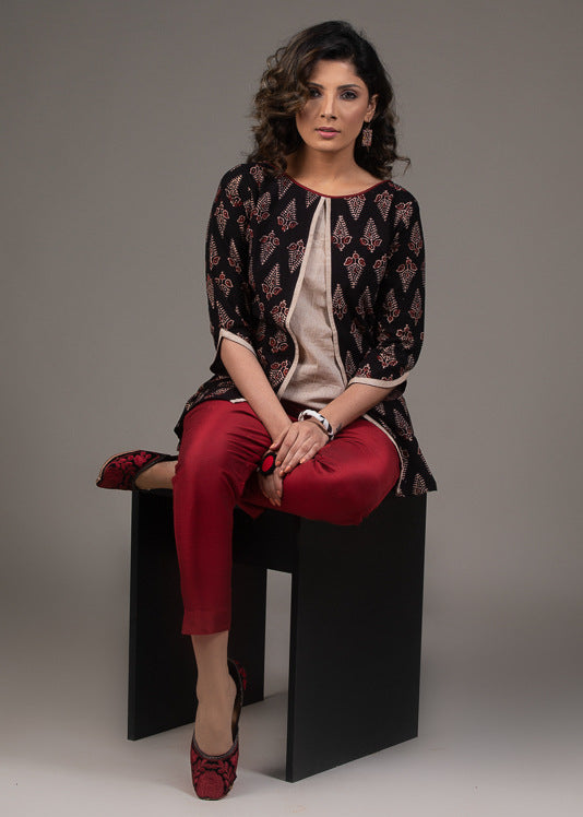 Maroon Cotton Silk Pant