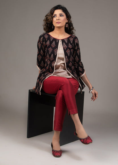 Maroon Cotton Silk Pant