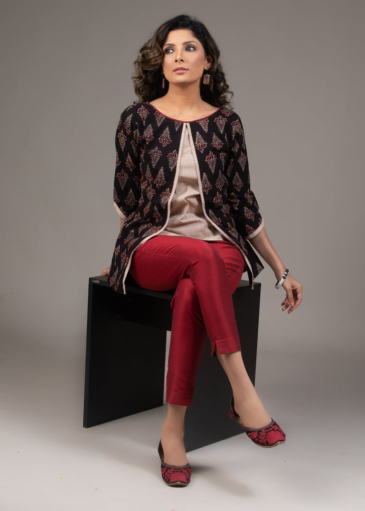 Maroon Cotton Silk Pant