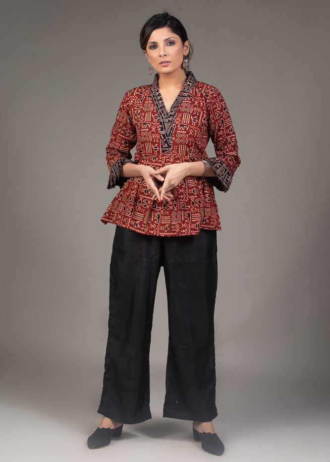 Black Cotton Silk Pant