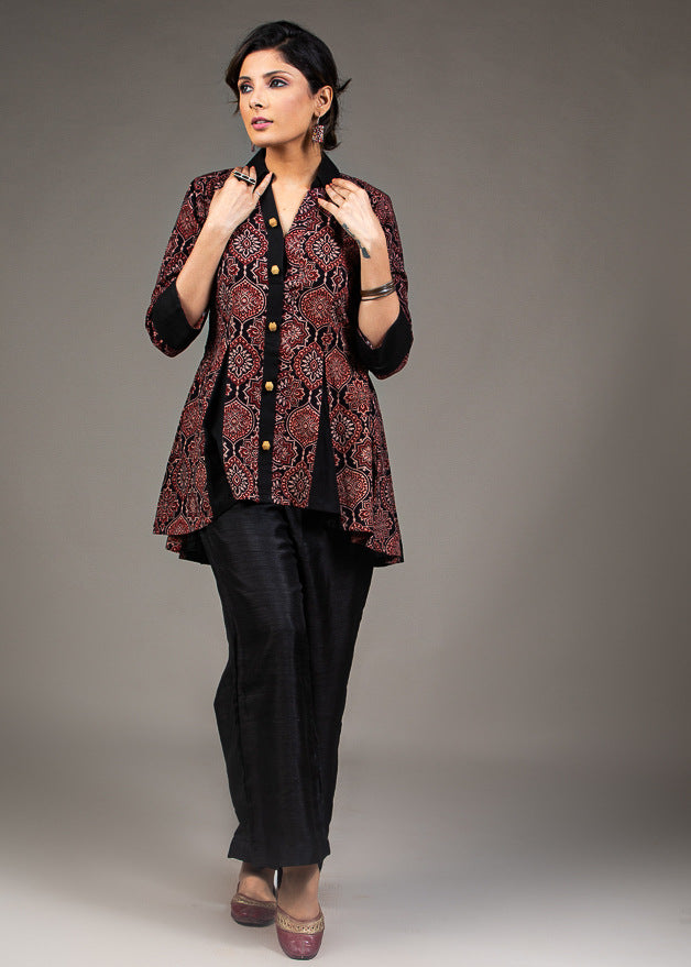 Black Cotton Silk Pant