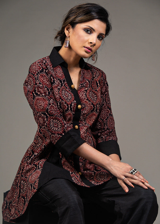 Black Cotton Silk Pant