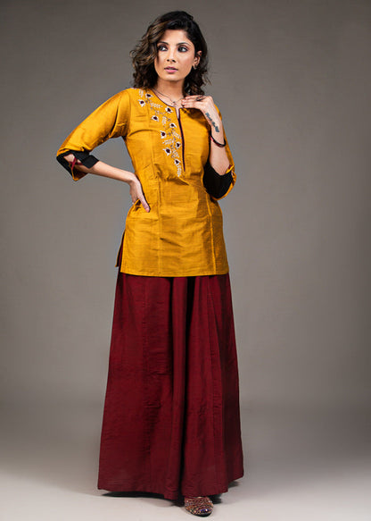 Maroon Cotton Silk Pant