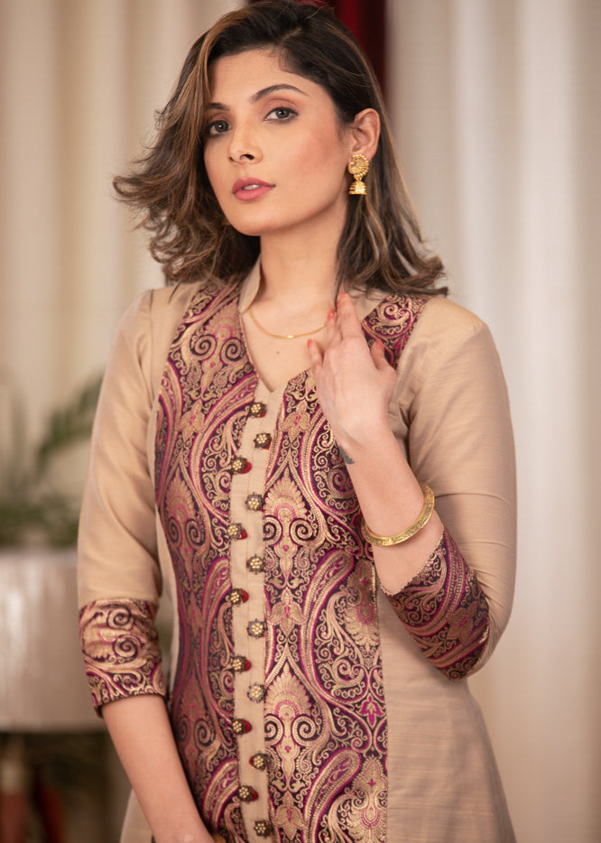 Brown Cotton Silk Pant