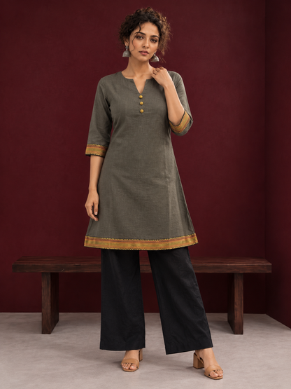 Timeless Grey Cotton Tunic — front view