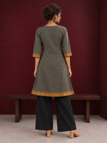 Timeless Grey Cotton Tunic — back view