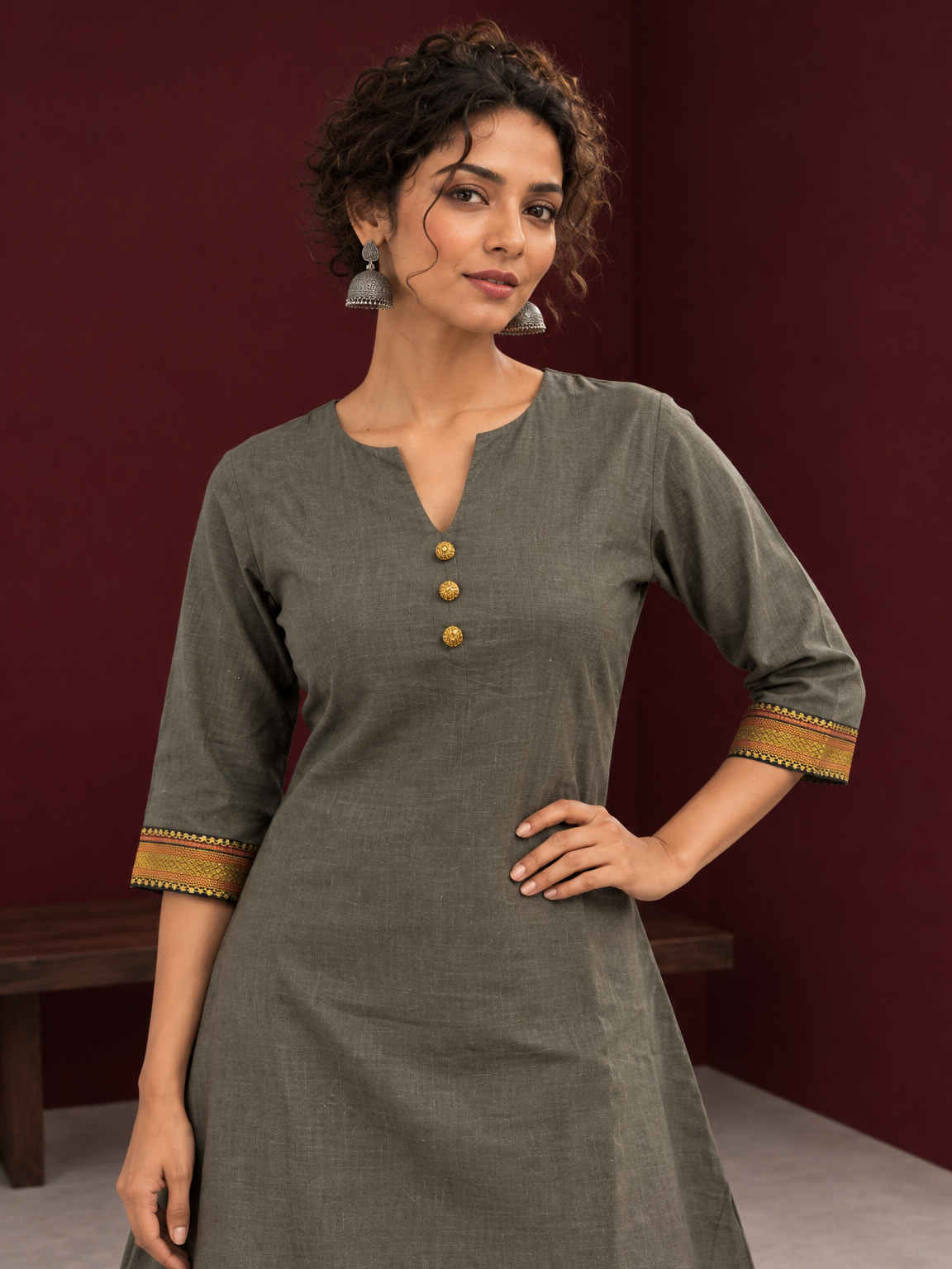 Timeless Grey Cotton Tunic — styled view — view 5