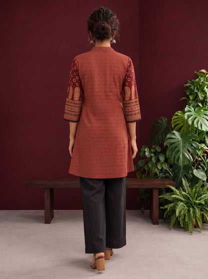 Timeless Maroon Ajrakh Tunic — back view