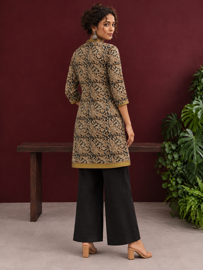Earthy Kalamkari Cotton Tunic — back view