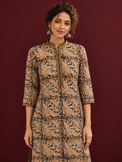 Earthy Kalamkari Cotton Tunic — styled view