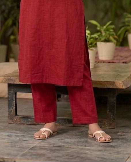 Radiant Red Cotton Parallel Pants