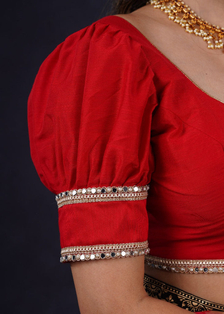 Elegant Red Cotton Silk Blouse