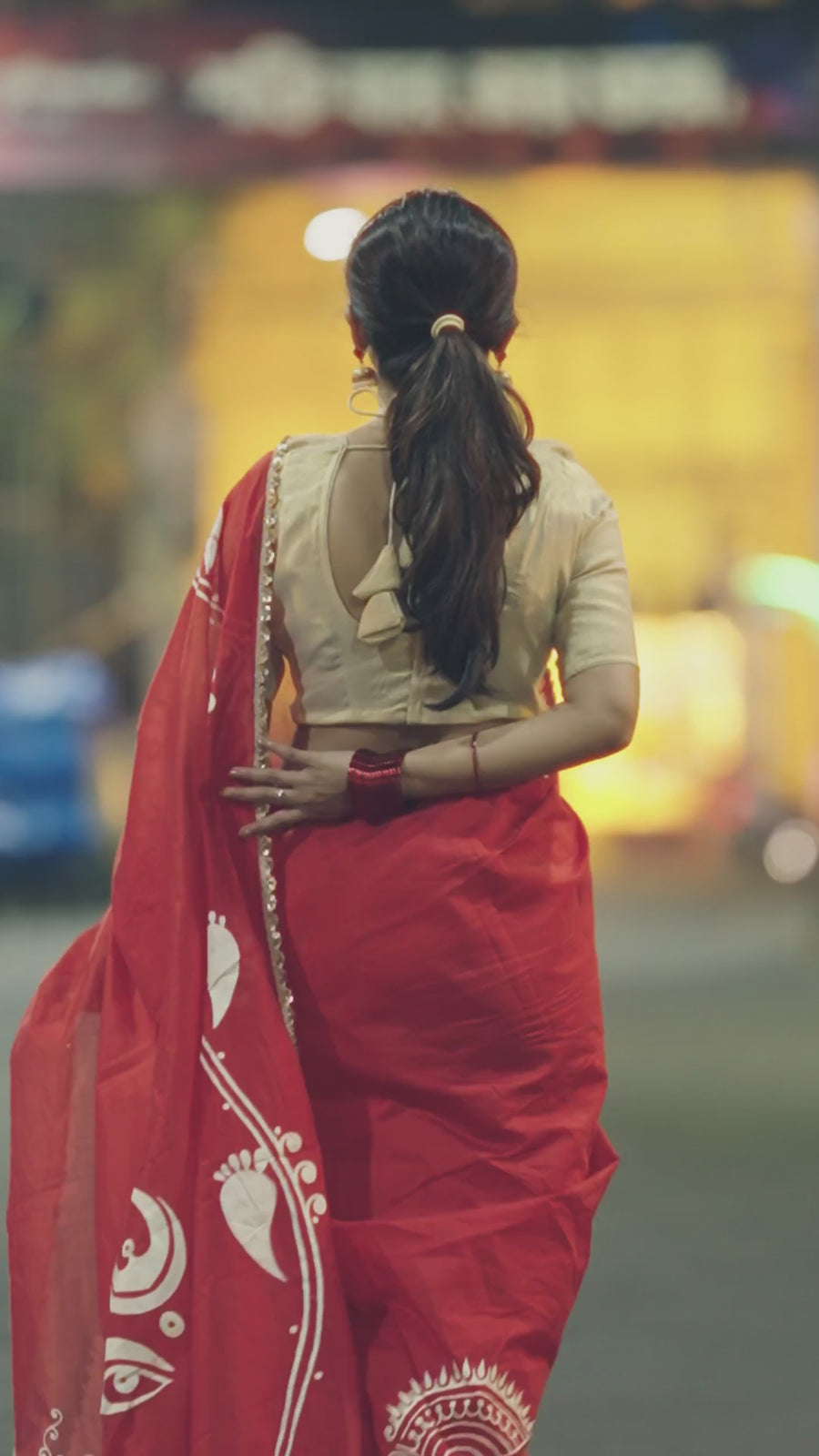 Red Alpana Saree