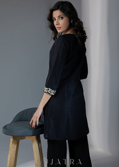 Black Cotton Silk Pants