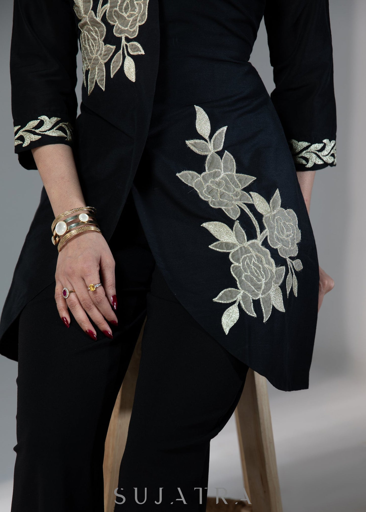 Black Cotton Silk Pants