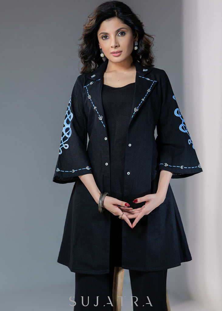 Beautiful cotton silk jacket with abstract hand painting