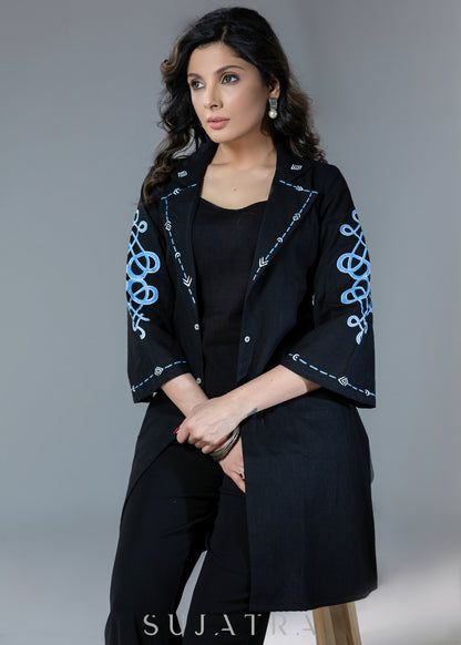Beautiful cotton silk jacket with abstract hand painting