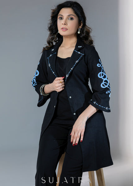 Beautiful cotton silk jacket with abstract hand painting
