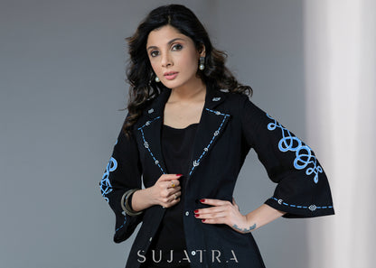 Beautiful cotton silk jacket with abstract hand painting