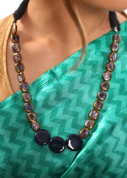 Navy blue semi precious stone neckpiece - Sujatra