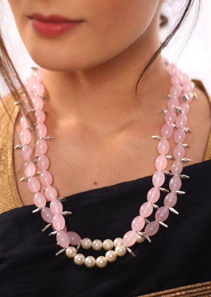 Pink beads double layered neck piece - Sujatra