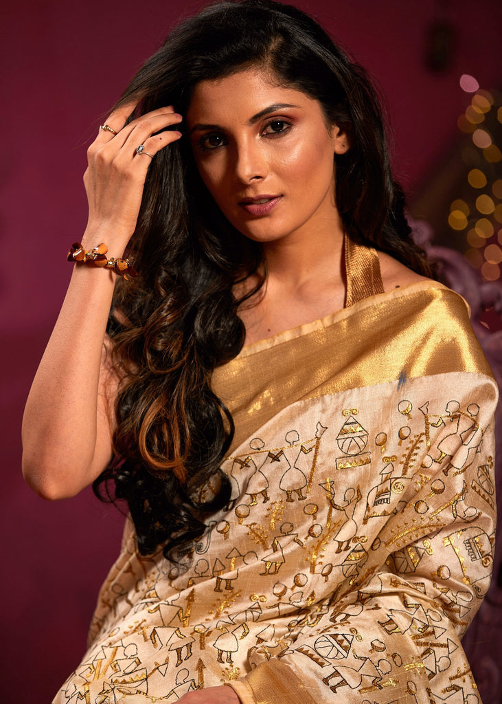 Exclusive warli embroidered semi silk saree - Sujatra