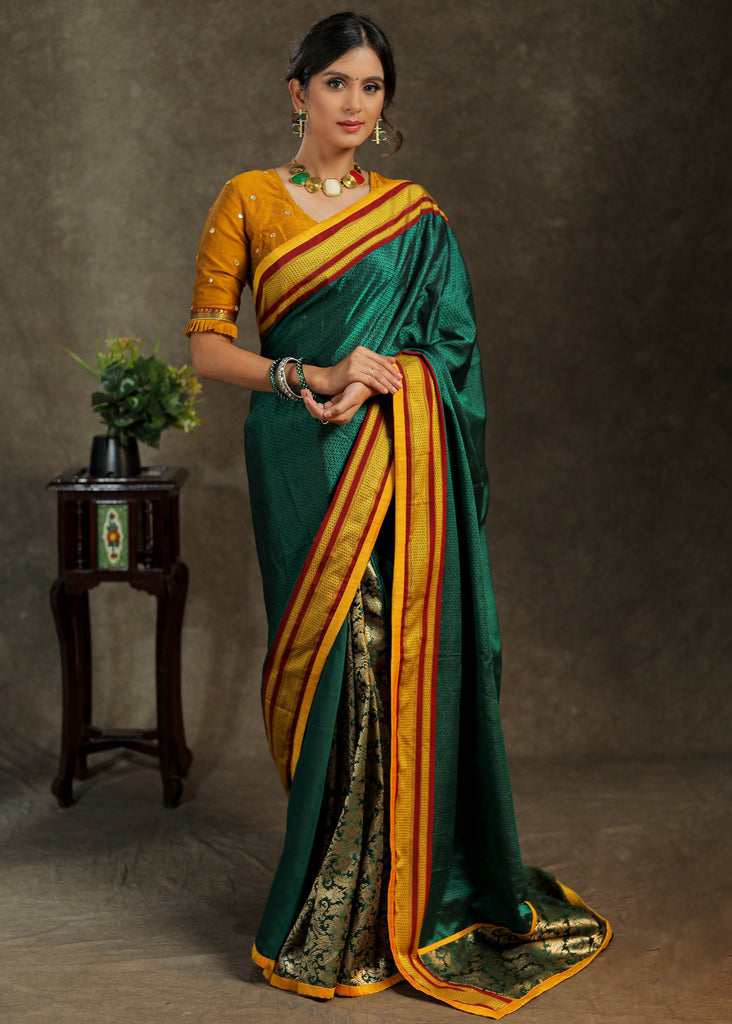 Top 173+ yellow and green saree latest