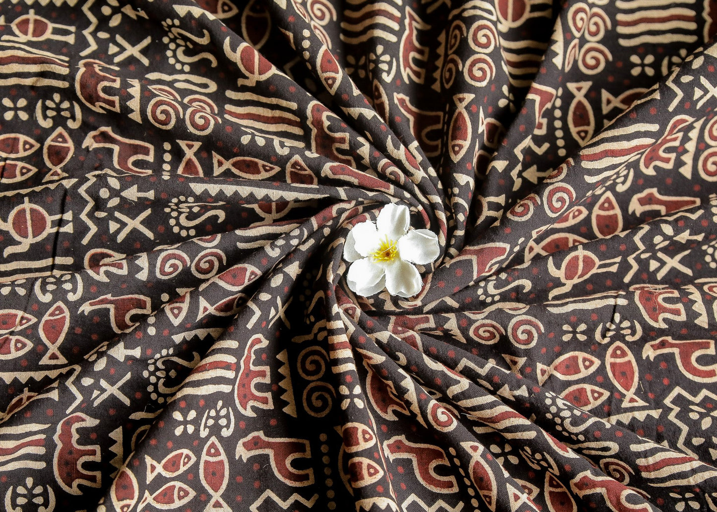 Exclusive Black Ajrakh animal print cotton fabric