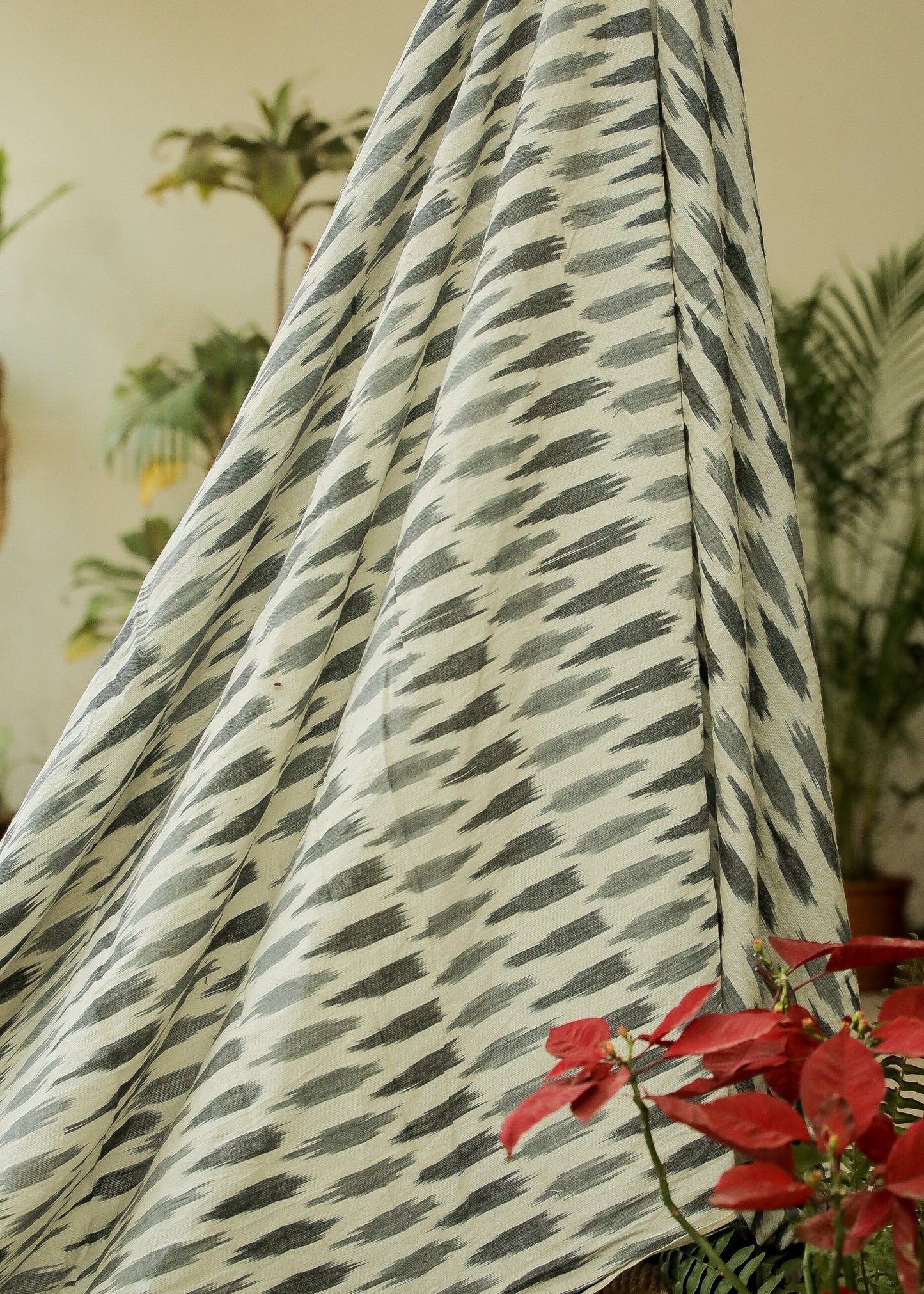 Classy Black & White  Ikat Cotton Fabric