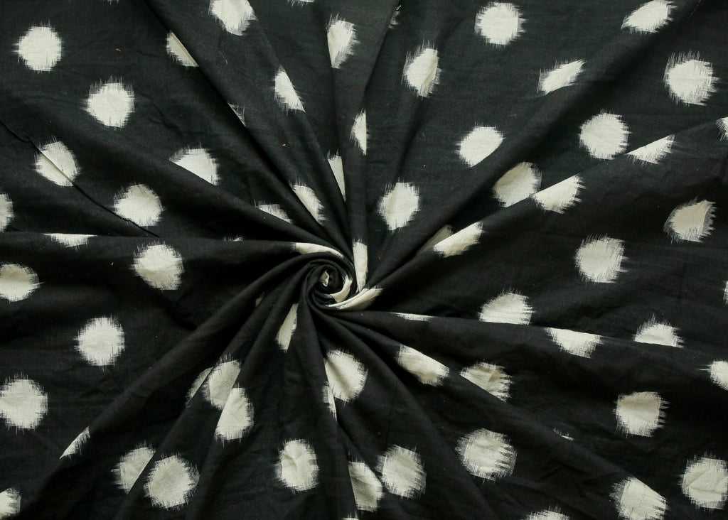 Black & White double Ikat Cotton fabric with Sharp contrast