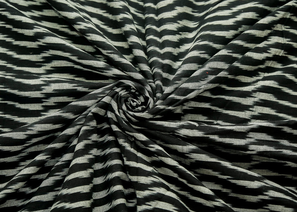 Black & Grey Cotton Line  Ikat fabric