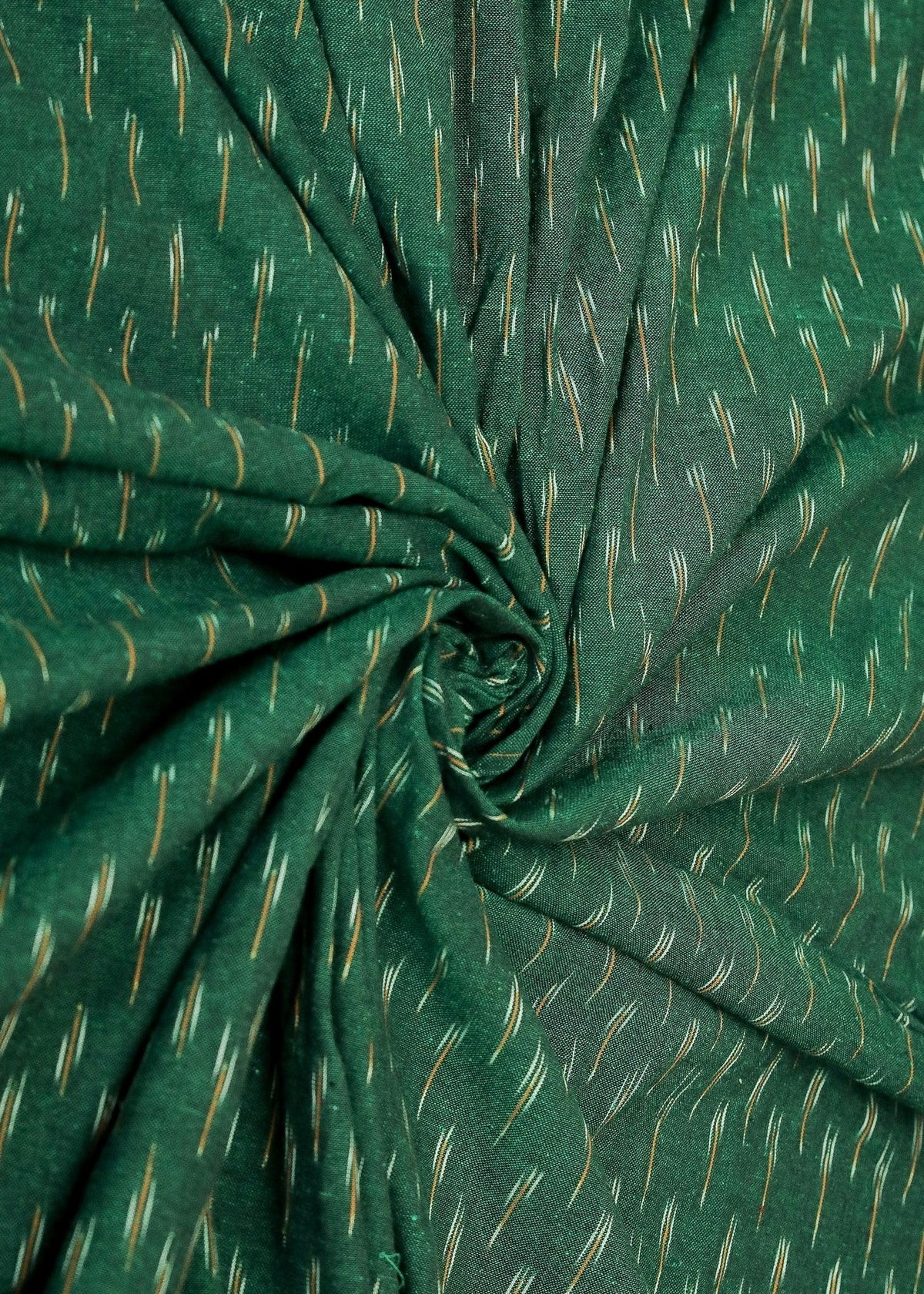 Classy Pure Ikat Cotton Fabric in green Colour