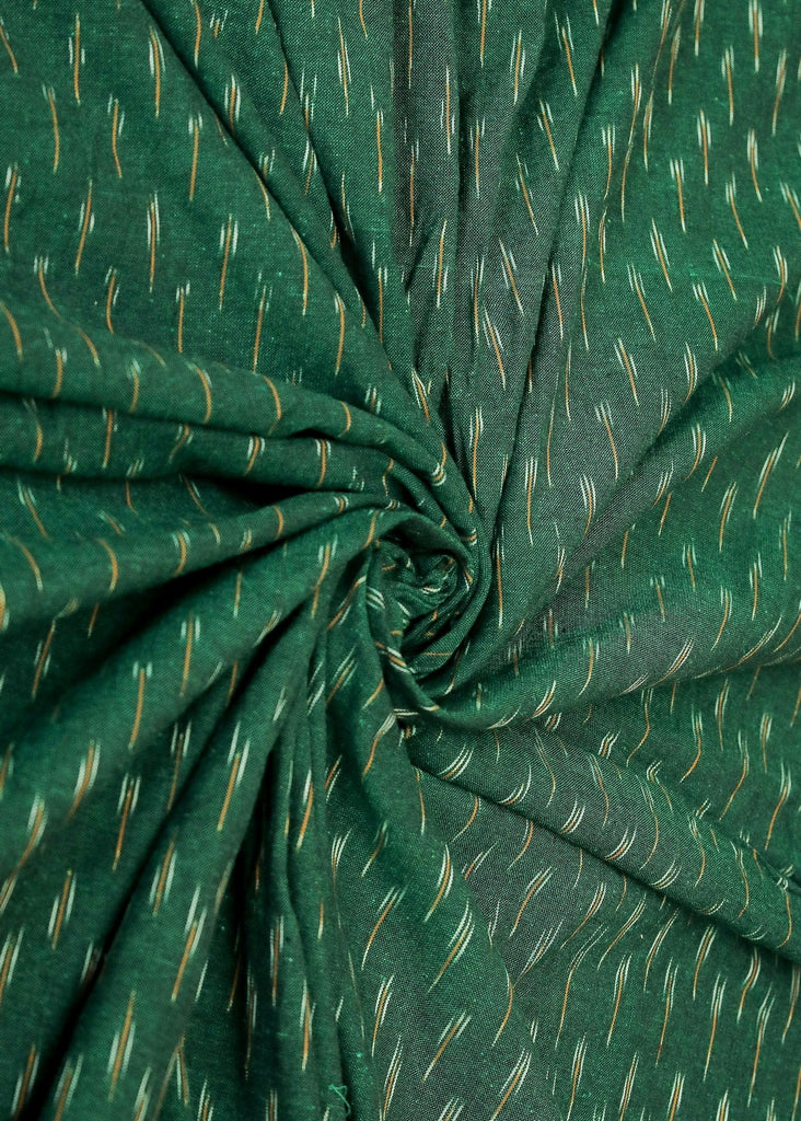 Classy Pure Ikat Cotton Fabric in Bottle green Colour