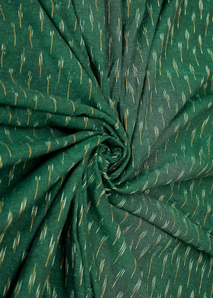 Classy Pure Ikat Cotton Fabric in green Colour
