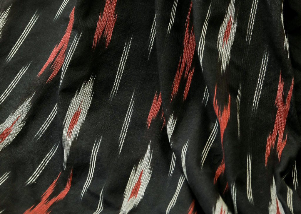 Pure Cotton Ikat Fabric in Tri colour Pattern