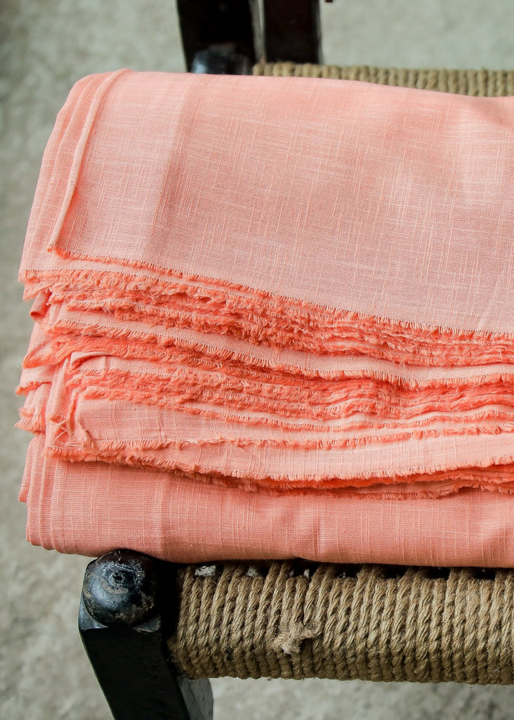 Plain Peach  Colour  Pure Cotton Slub Fabric