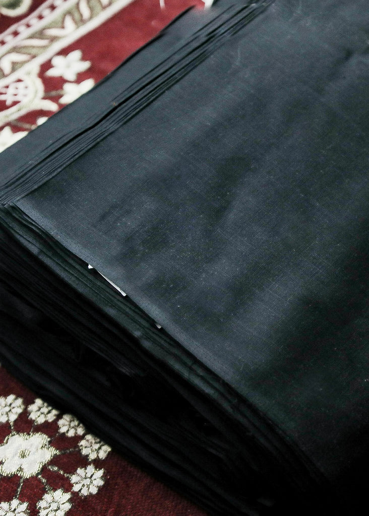 Plain Black Pure Cotton Slub Fabric
