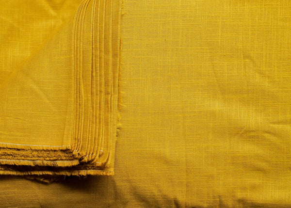 Plain Mustard Colour Pure Cotton Slub Fabric