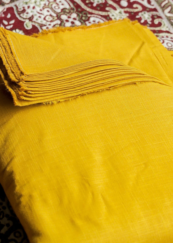 Plain Mustard Colour Pure Cotton Slub Fabric