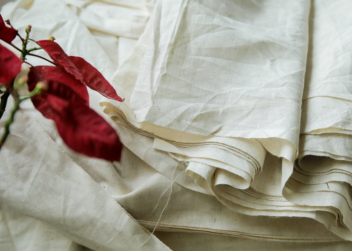 Plain Offwhite Cotton Flex Fabric