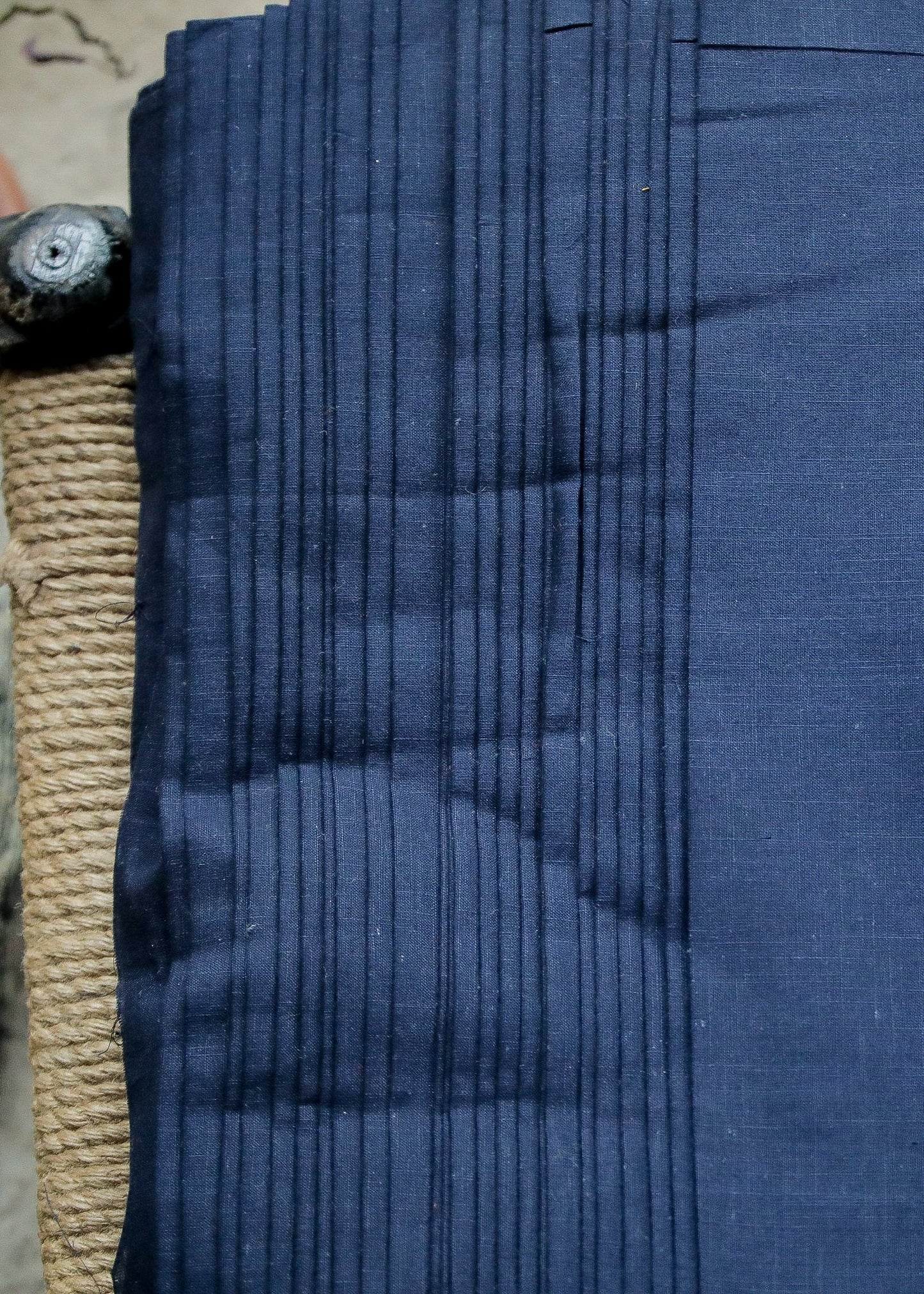 Plain Navy Blue Pure Cotton Slub Fabric